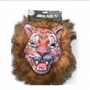 Tiger Halloween costume mask with hair one size